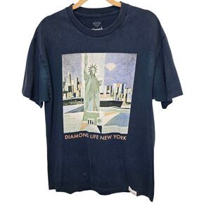 Diamond Supply Co. Mens L Diamond Life New York Navy Graphic Short Sleeve Tshirt